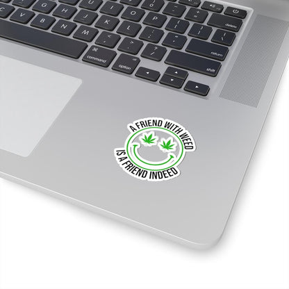 ColorFlow | Funny Weed Smiley Face Sticker Waterproof Stoner Vinyl Decal with Cannabis Eyes for Laptop Water Bottle or 420 Gift Idea