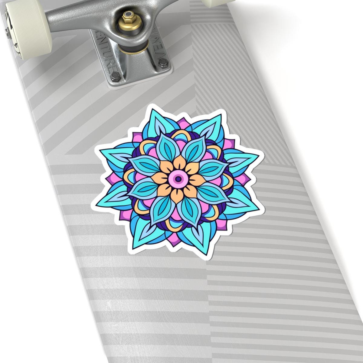 Tranquil Petals Blue Mandala Sticker | Boho Zen Vinyl Decal, Calm Energy Art