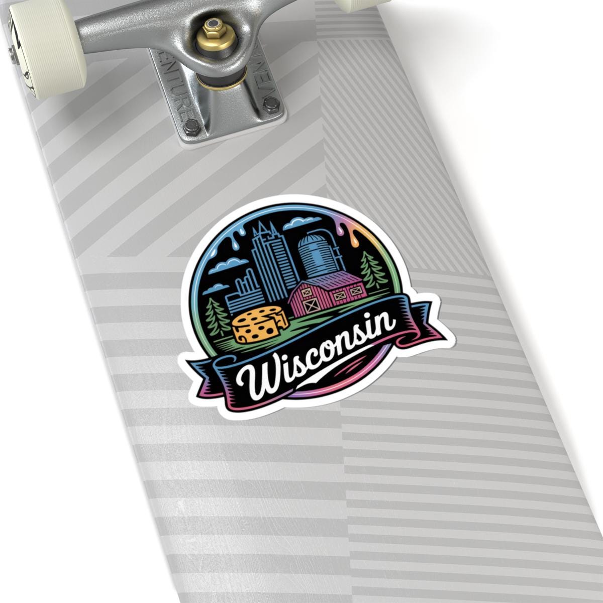 ColorFlow | Wisconsin Barn Cheese Skyline Vinyl Sticker | Dairyland Scenic Travel Art Decal