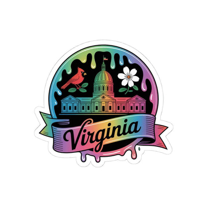 ColorFlow | Virginia Cardinal Capitol Rainbow Vinyl Sticker | Historic Richmond Landmark Art Decal
