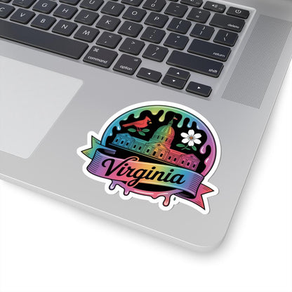 ColorFlow | Virginia Cardinal Capitol Rainbow Vinyl Sticker | Historic Richmond Landmark Art Decal