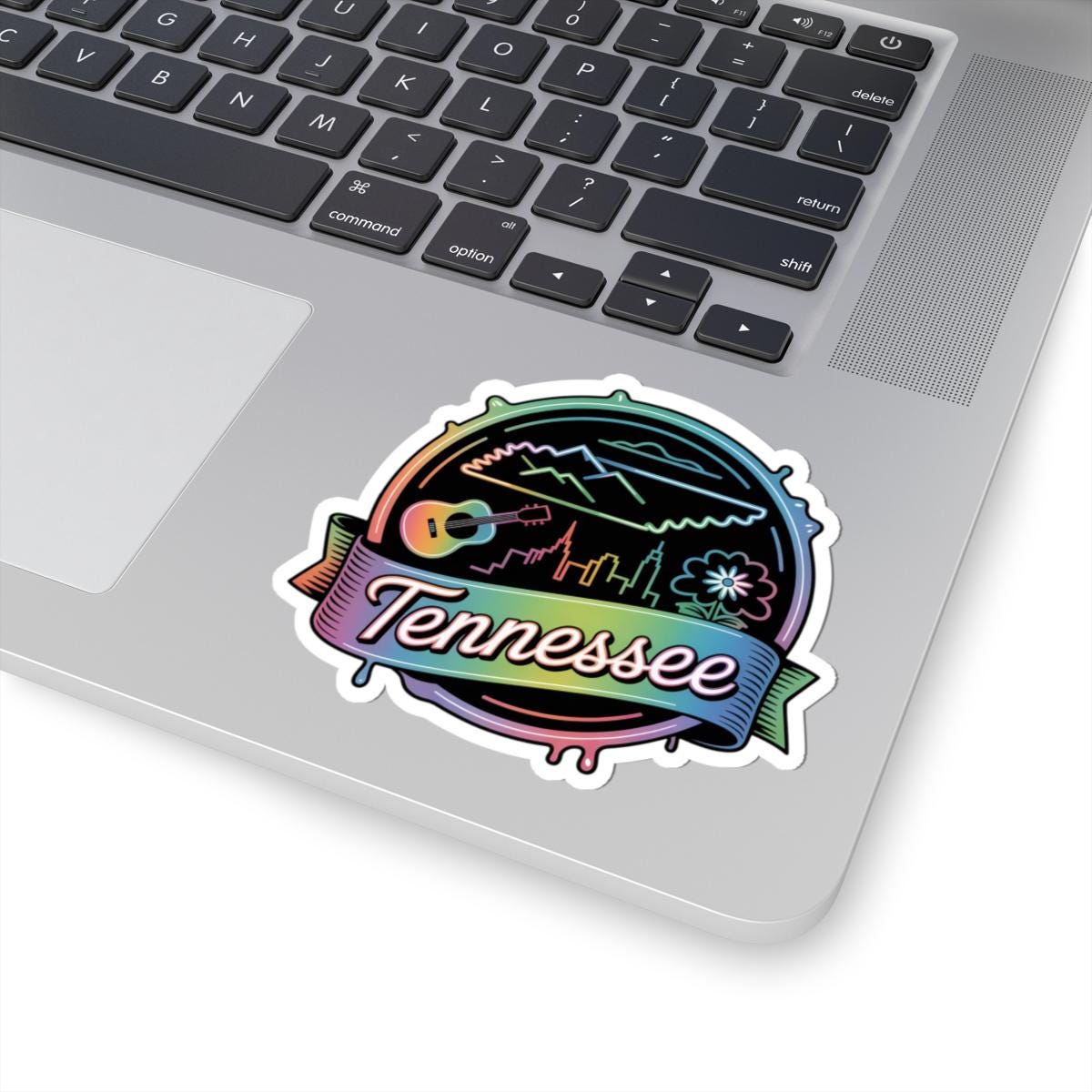 ColorFlow | Tennessee Guitar Mountain Skyline Vinyl Sticker | Music City Scenic Travel Art Decal