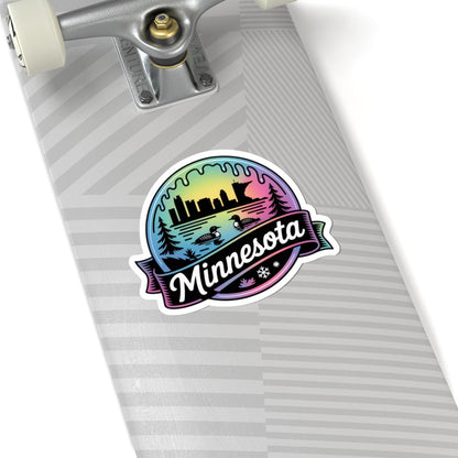 ColorFlow | Minnesota Lake Loon Skyline Vinyl Sticker | North Star State Scenic Travel Art Decal