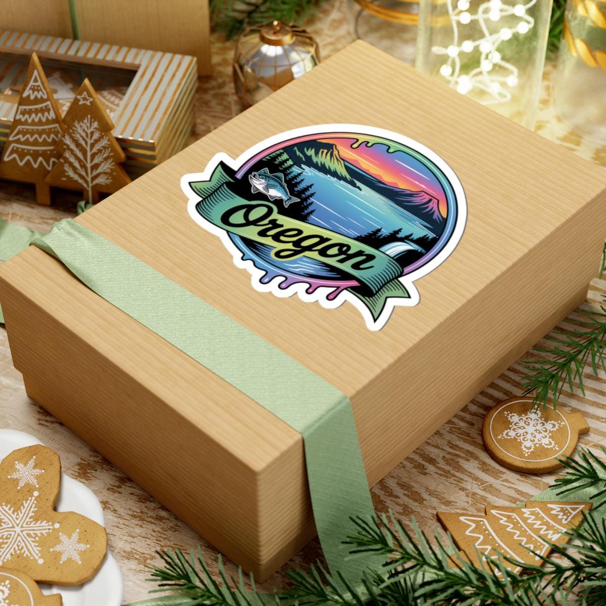 ColorFlow | Oregon Crater Lake Waterfall Vinyl Sticker | Pacific Northwest Scenic Travel Art Decal