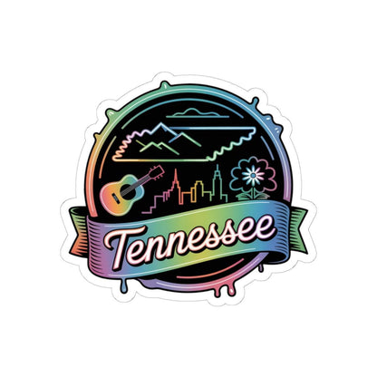ColorFlow | Tennessee Guitar Mountain Skyline Vinyl Sticker | Music City Scenic Travel Art Decal