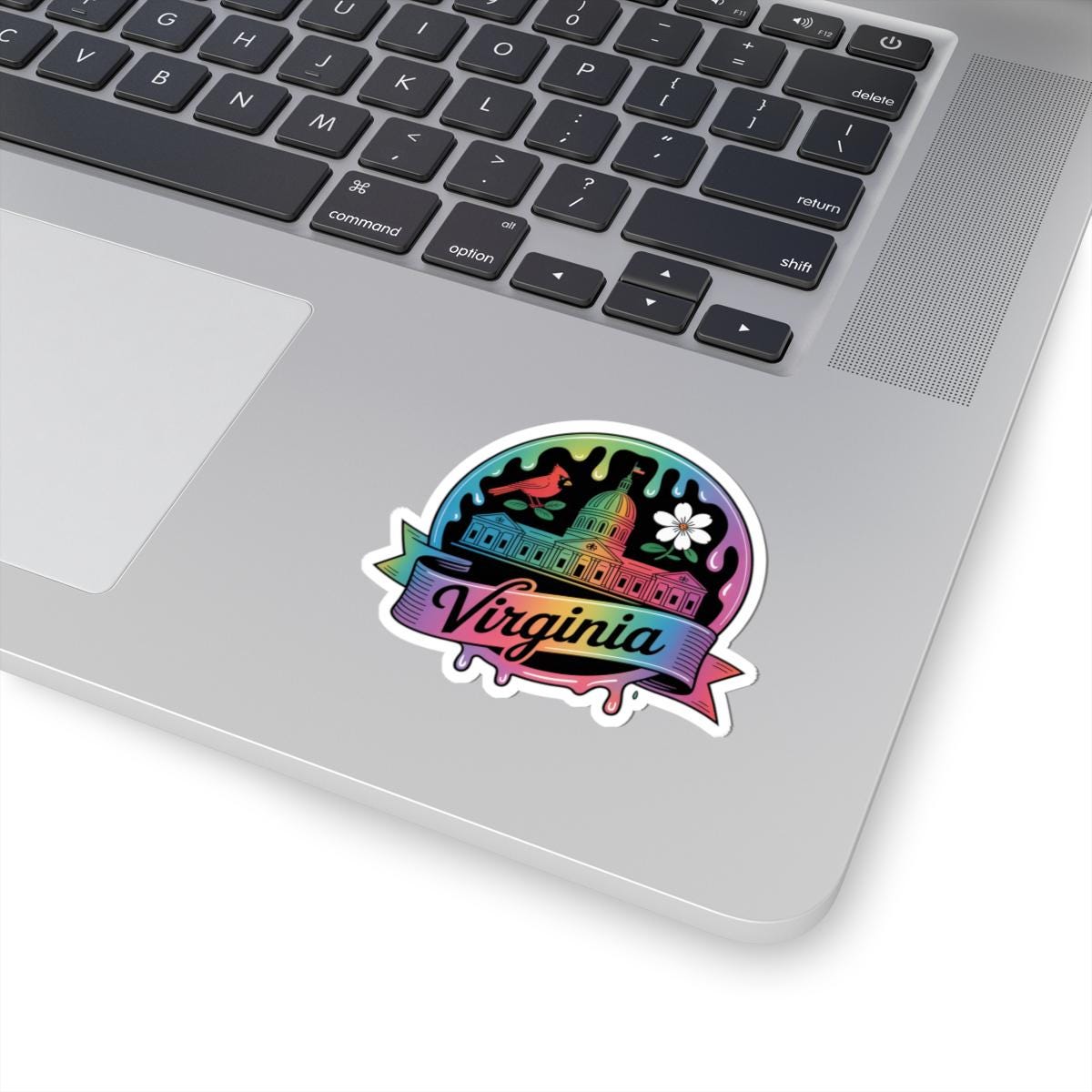 ColorFlow | Virginia Cardinal Capitol Rainbow Vinyl Sticker | Historic Richmond Landmark Art Decal
