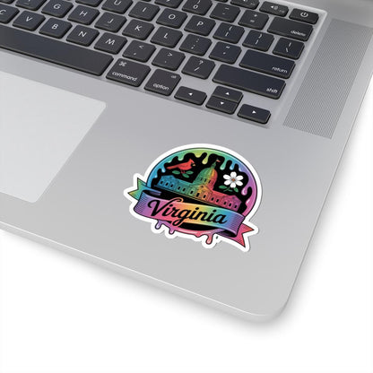 ColorFlow | Virginia Cardinal Capitol Rainbow Vinyl Sticker | Historic Richmond Landmark Art Decal