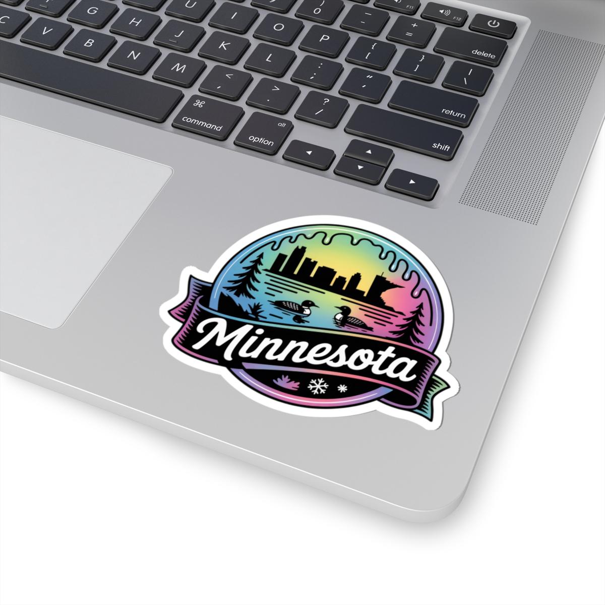 ColorFlow | Minnesota Lake Loon Skyline Vinyl Sticker | North Star State Scenic Travel Art Decal