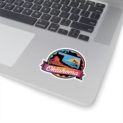 ColorFlow | Oklahoma Desert Mesa Oilfield Vinyl Sticker | Sooner State Sunset Travel Art Decal