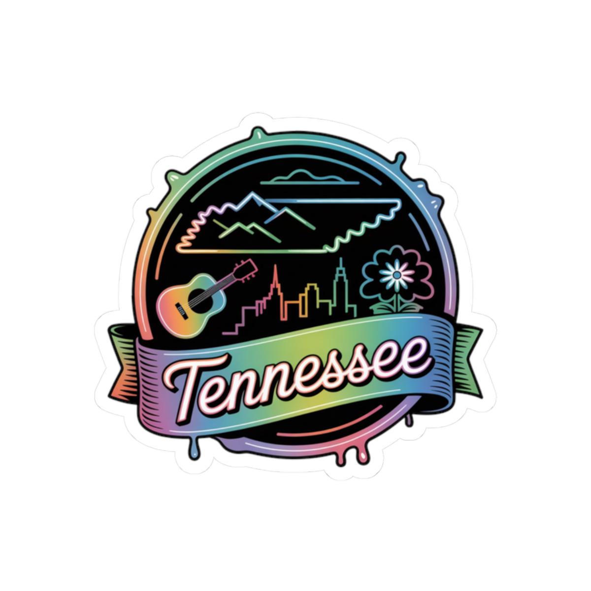 ColorFlow | Tennessee Guitar Mountain Skyline Vinyl Sticker | Music City Scenic Travel Art Decal