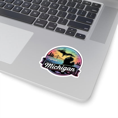 ColorFlow | Michigan Great Lakes Sunset Vinyl Sticker | Mackinac Bridge Scenic Travel Art Decal