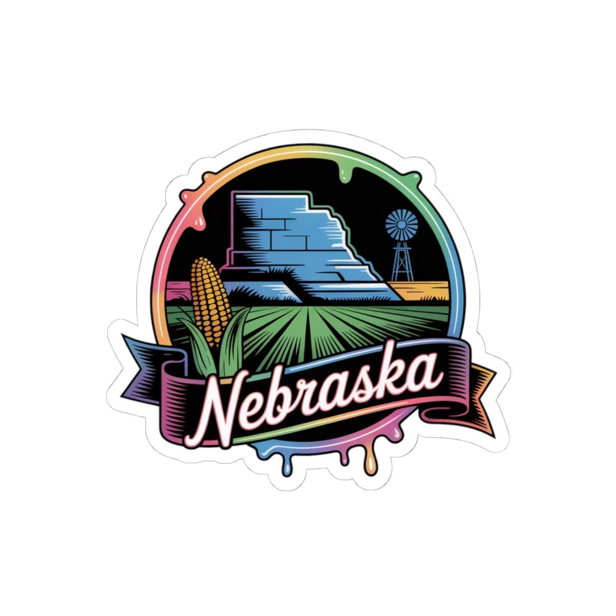 ColorFlow | Nebraska Chimney Rock Prairie Vinyl Sticker | Cornhusker State Scenic Travel Art Decal