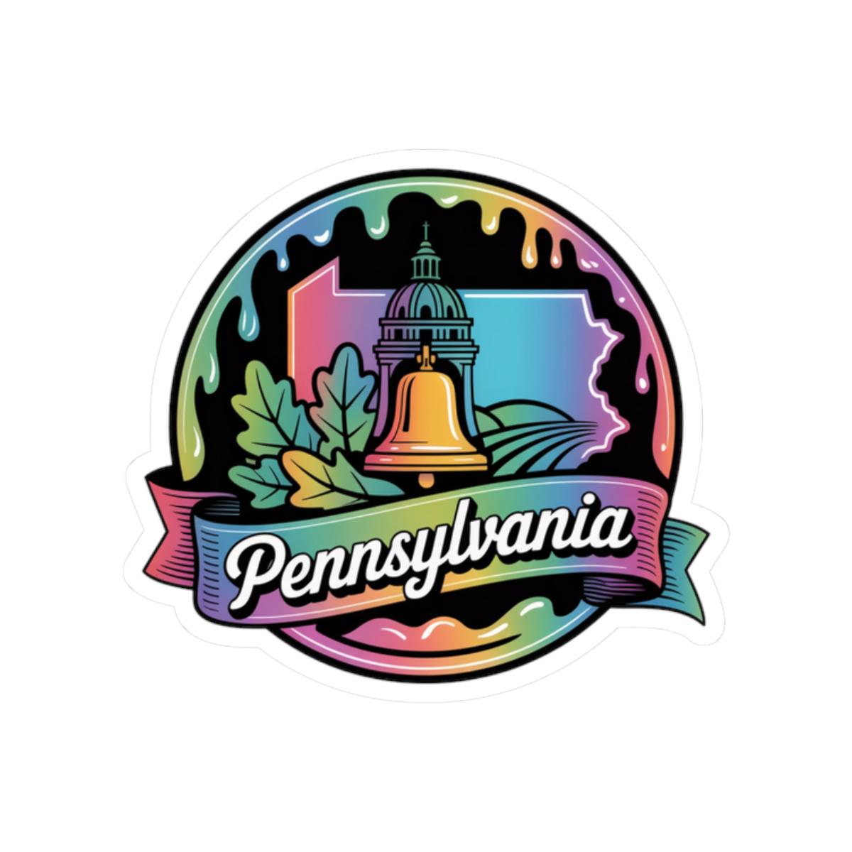 ColorFlow | Pennsylvania Liberty Bell Skyline Vinyl Sticker | Keystone State Landmark Travel Art Decal