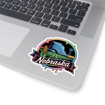 ColorFlow | Nebraska Chimney Rock Prairie Vinyl Sticker | Cornhusker State Scenic Travel Art Decal