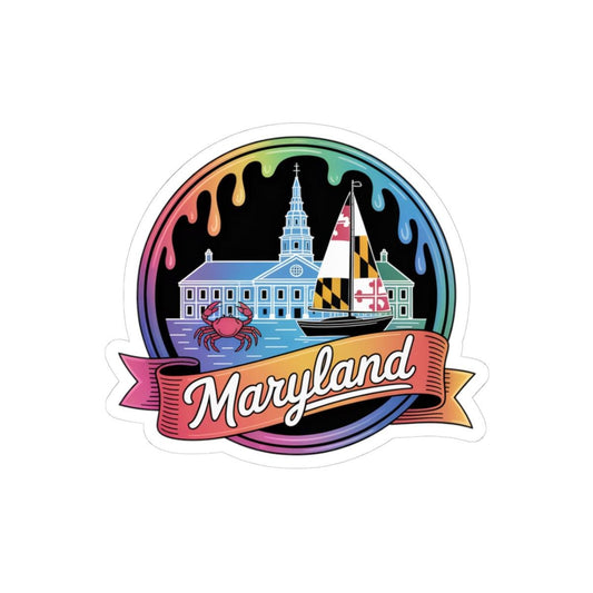 ColorFlow | Maryland Chesapeake Bay Sailboat Vinyl Sticker | Coastal Heritage Travel Art Decal