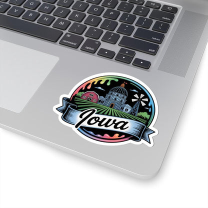 ColorFlow | Iowa Capitol Barn Farmland Vinyl Sticker | Heartland Prairie Scenic Travel Art Decal