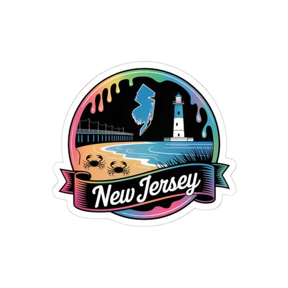 ColorFlow | New Jersey Lighthouse Beach Vinyl Sticker | Garden State Coastal Travel Art Decal