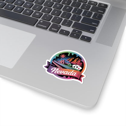 ColorFlow | Nevada Desert Neon Skyline Vinyl Sticker | Silver State Retro Travel Art Decal