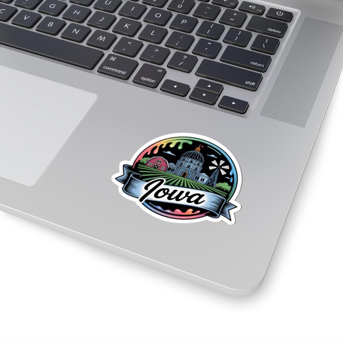 ColorFlow | Iowa Capitol Barn Farmland Vinyl Sticker | Heartland Prairie Scenic Travel Art Decal