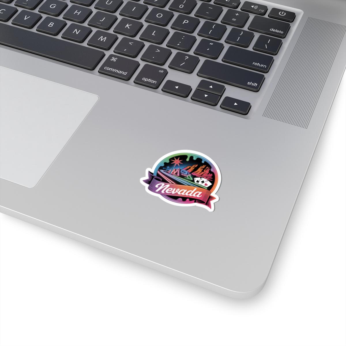 ColorFlow | Nevada Desert Neon Skyline Vinyl Sticker | Silver State Retro Travel Art Decal