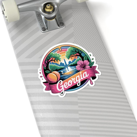 ColorFlow | Georgia Peach Skyline Sunset Vinyl Sticker | Southern State Scenic Travel Art Decal