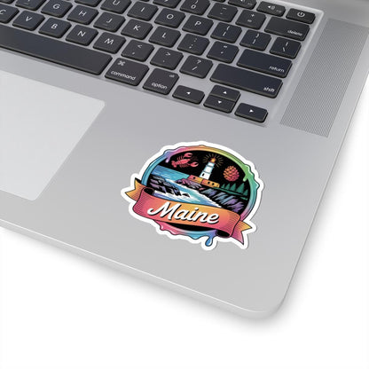 ColorFlow | Maine Lighthouse Rocky Coast Vinyl Sticker | New England Ocean Travel Art Decal