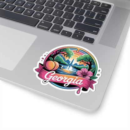 ColorFlow | Georgia Peach Skyline Sunset Vinyl Sticker | Southern State Scenic Travel Art Decal
