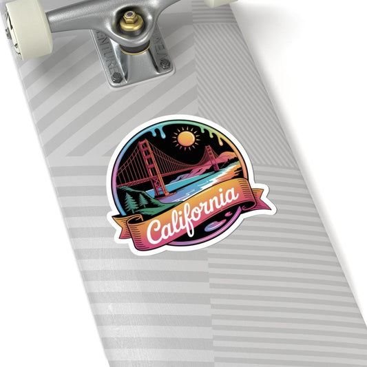 ColorFlow | California Golden Gate Sunset Vinyl Sticker | West Coast Coastal Travel Art Decal