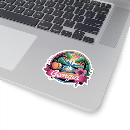 ColorFlow | Georgia Peach Skyline Sunset Vinyl Sticker | Southern State Scenic Travel Art Decal