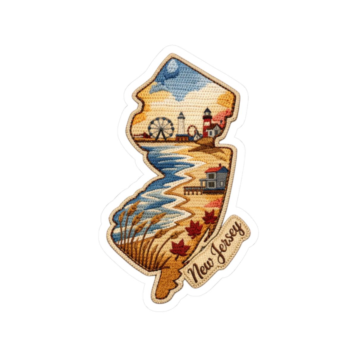 ColorFlow | New Jersey Coastal Story Vinyl Sticker | Boardwalk Lighthouse Shoreline Art Design