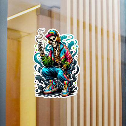 ColorFlow | Hip Hop Stoner Skeleton Vinyl Sticker | Urban Art Waterproof Decal | Glossy Matte Holographic | 6 Sizes
