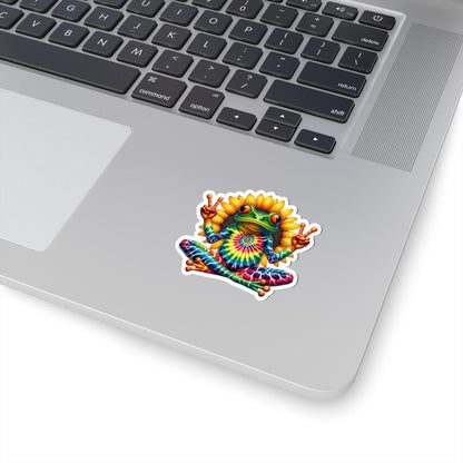 ColorFlow | Tie Dye Peace Frog Vinyl Sticker for Water Bottles Laptops Cars | Hippie Sunflower Art Waterproof Decal