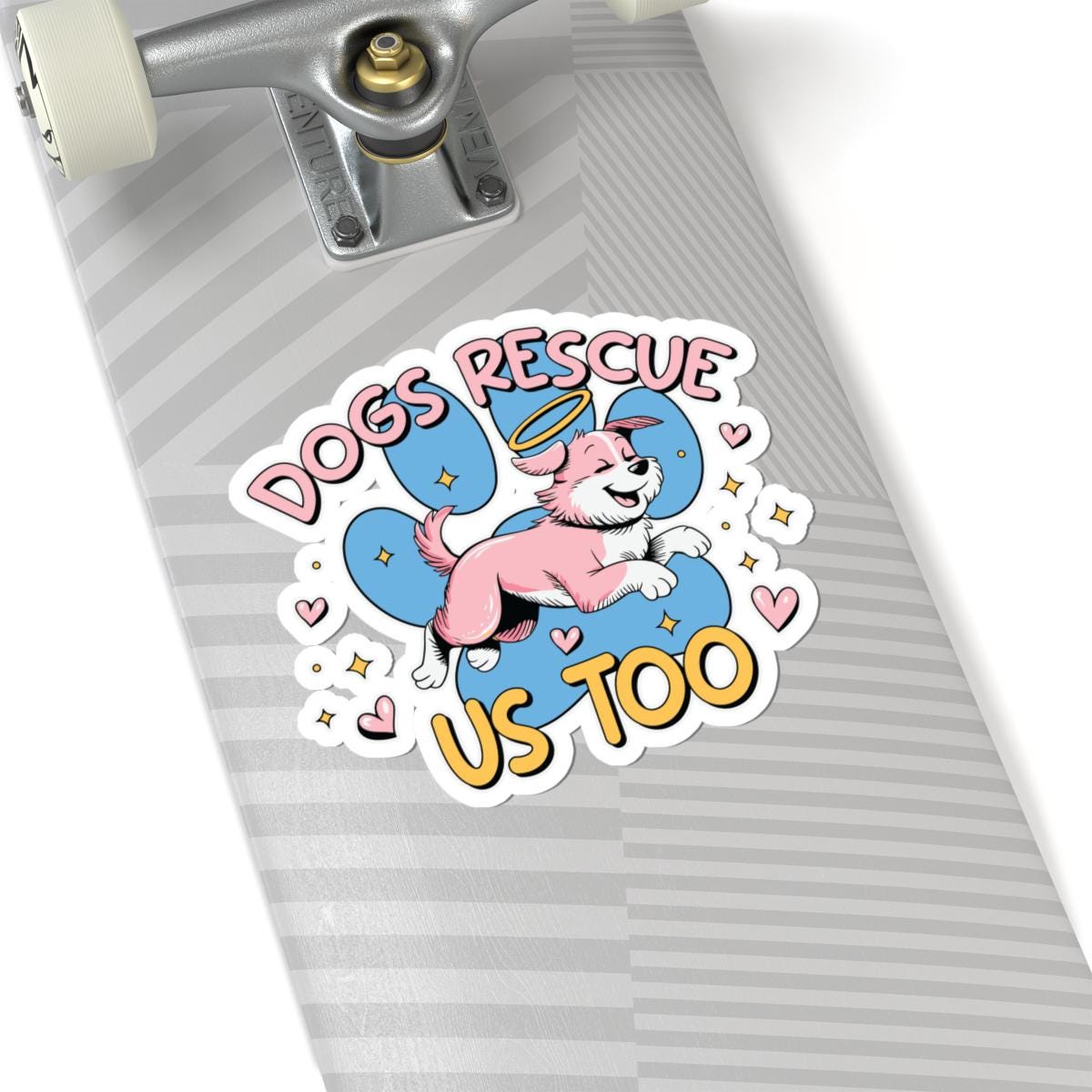 ColorFlow | Dogs Rescue Us Too Vinyl Sticker | Waterproof Art Sticker | Rescue Dog Decal | Sticker Pack | Cute Dog Stickers