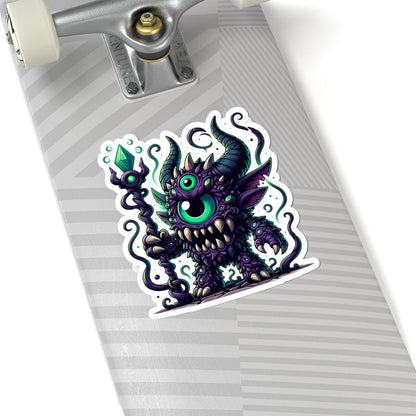 ColorFlow | Purple Cyclops Sorcerer Monster Vinyl Sticker | Fantasy Art Decal | Unique Magic Collectible | Gift Idea