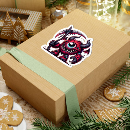 ColorFlow | Red Cyclops Demon Monster Vinyl Sticker | Furry Fantasy Art Decal | Unique Collectible | Cool Monster Gift