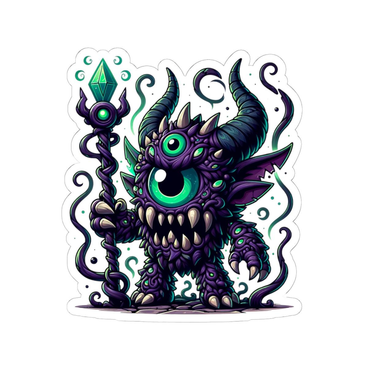 ColorFlow | Purple Cyclops Sorcerer Monster Vinyl Sticker | Fantasy Art Decal | Unique Magic Collectible | Gift Idea