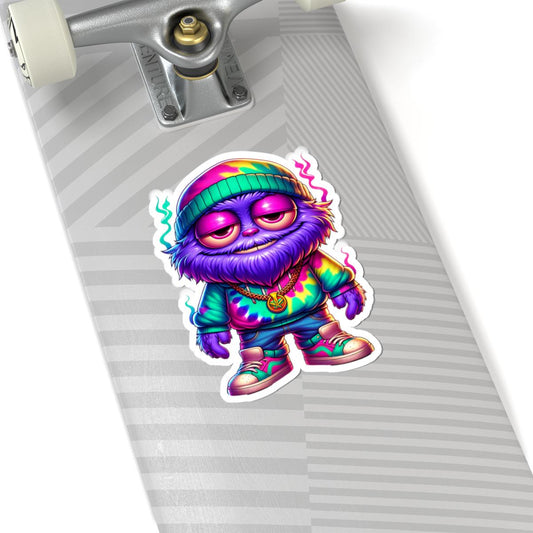ColorFlow | Tie Dye Hoodie Furry Monster Sticker | Waterproof Vinyl Decal For Chill Vibes Retro Streetwear Art Lovers