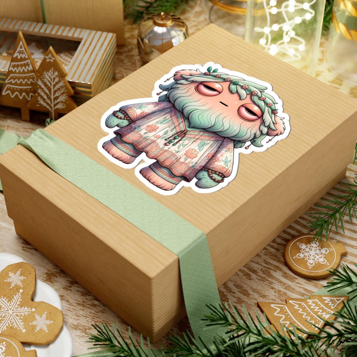 ColorFlow Boho Monster Sticker | Pastel Floral Character Art (Kiss Cut)