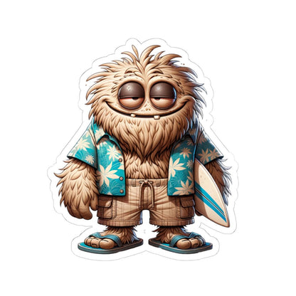 Surfer Monster Sticker | Hawaiian Beach Vibes Character Art (Kiss Cut)