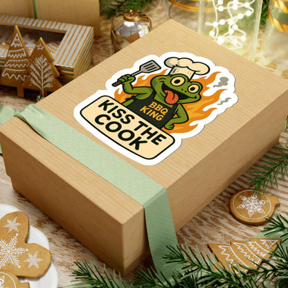 ColorFlow | Kiss The Cook Frog BBQ Sticker | Waterproof Vinyl Decal For Grill Masters And Summer Outdoor Cooking Fun