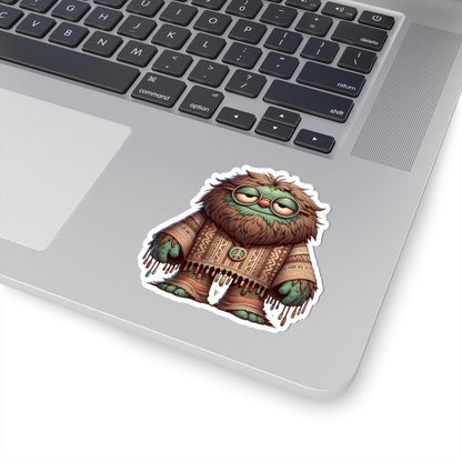 ColorFlow | Hippie Peace Monster Kiss Cut Sticker Boho Retro Character Art for Laptops Water Bottles Journals and More