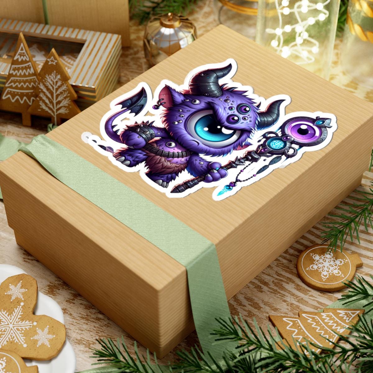 ColorFlow | Purple Cyclops Wizard Monster Vinyl Sticker | Multi Eye Art Decal | Fantasy Collectible | Unique Magical Gift