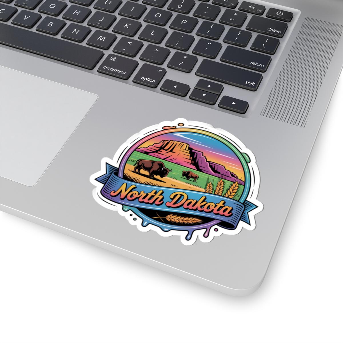 ColorFlow | North Dakota Badlands Bison Prairie Vinyl Sticker | Great Plains Scenic Travel Art Decal
