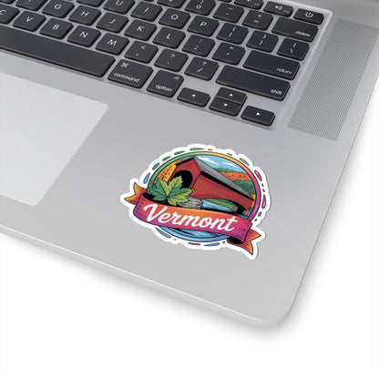 ColorFlow | Vermont Covered Bridge Autumn Foliage Vinyl Sticker | New England Scenic Travel Art Decal
