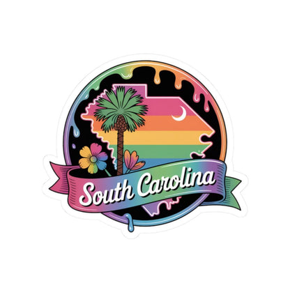ColorFlow | South Carolina Palmetto Rainbow State Vinyl Sticker | Coastal Charm Travel Art Decal