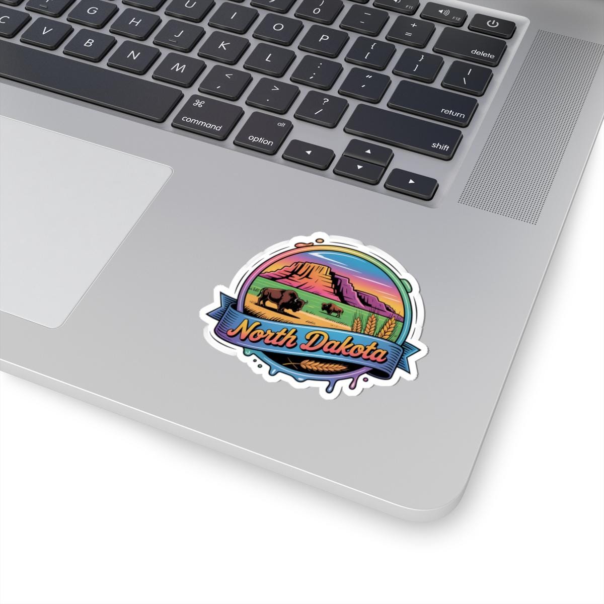 ColorFlow | North Dakota Badlands Bison Prairie Vinyl Sticker | Great Plains Scenic Travel Art Decal