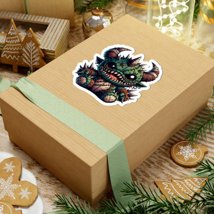 ColorFlow | Spiked Green Stitched Plushie Monster Vinyl Sticker | Cute Art Decal | Fantasy Collectible | Unique Gift