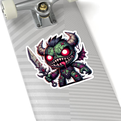 Green Stitched Demon Monster Vinyl Sticker | Sword Art Decal (Waterproof)