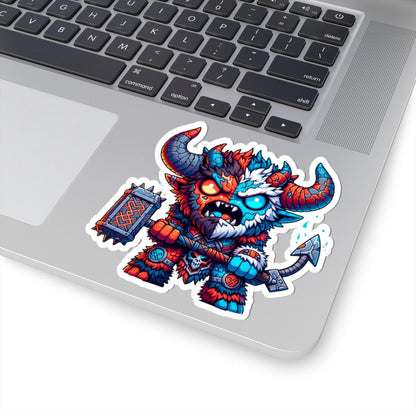 ColorFlow | Fire and Ice Beast Monster Vinyl Sticker | Dual Element Art Decal | Fantasy Collectible | Unique Gift Idea