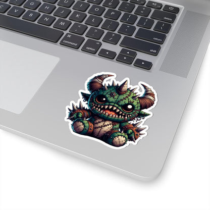 ColorFlow | Spiked Green Stitched Plushie Monster Vinyl Sticker | Cute Art Decal | Fantasy Collectible | Unique Gift